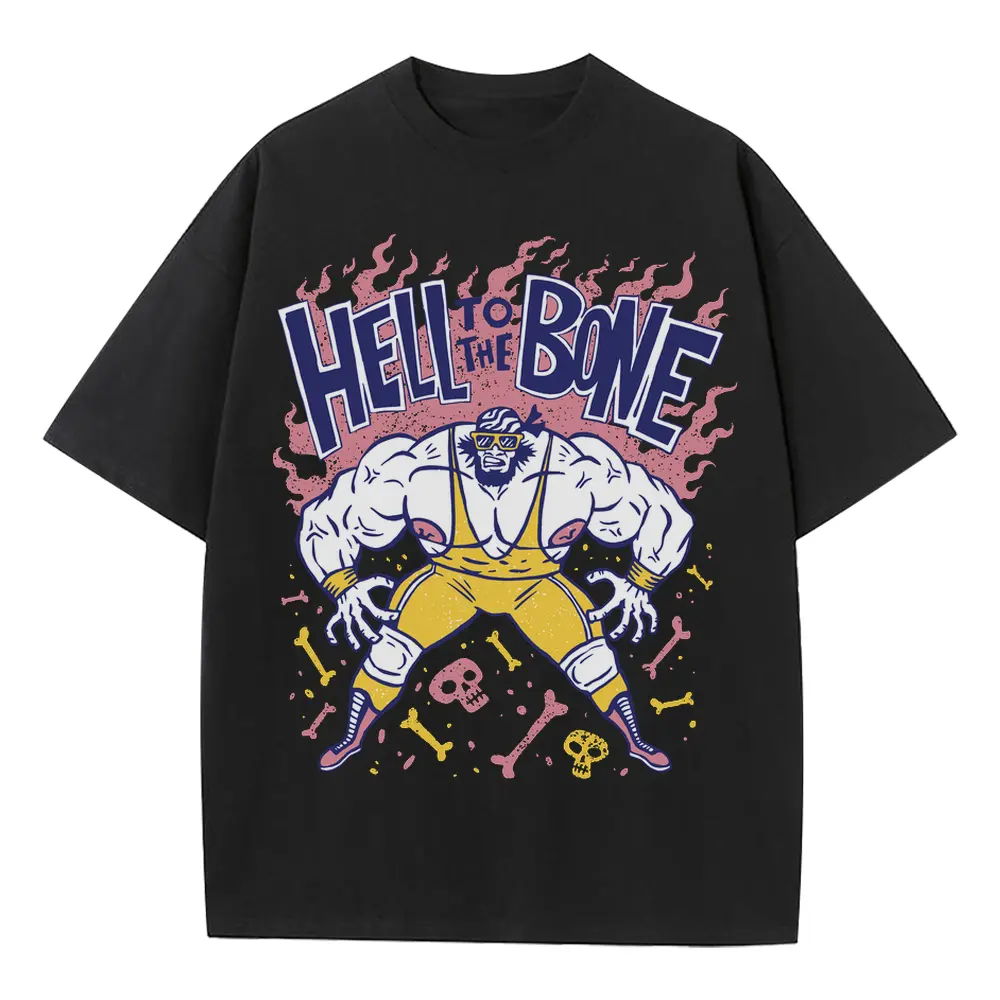 American Wrestling F Heavyweight Oversized Black Graphic Tee