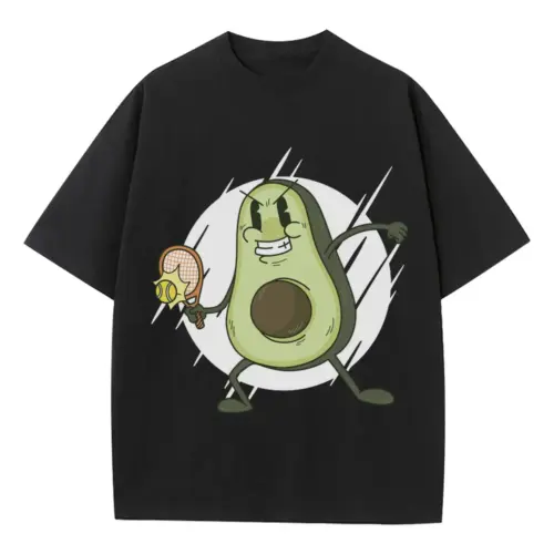 Avocado Tennis Heavyweight Oversized Black Graphic Tee