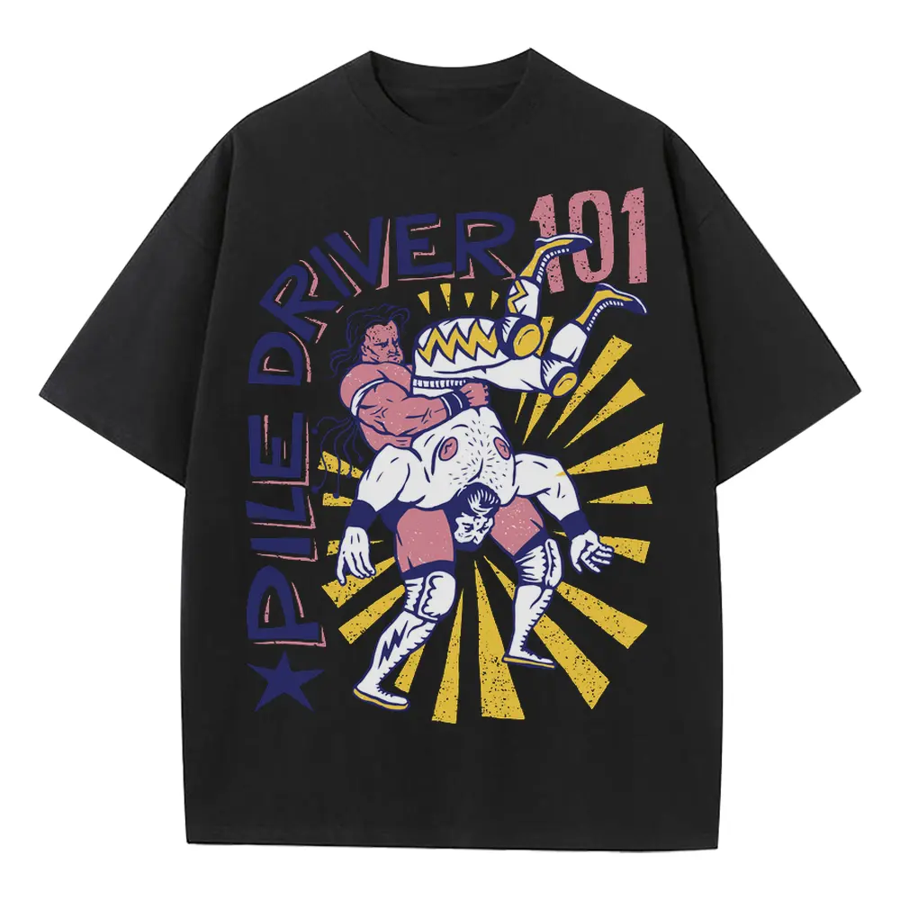 American Wrestling A Heavyweight Oversized Black Graphic Tee