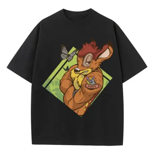 Bambi Mom Heavyweight Oversized Black Graphic Tee