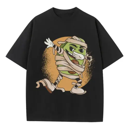 Avocado Mummy Heavyweight Oversized Black Graphic Tee