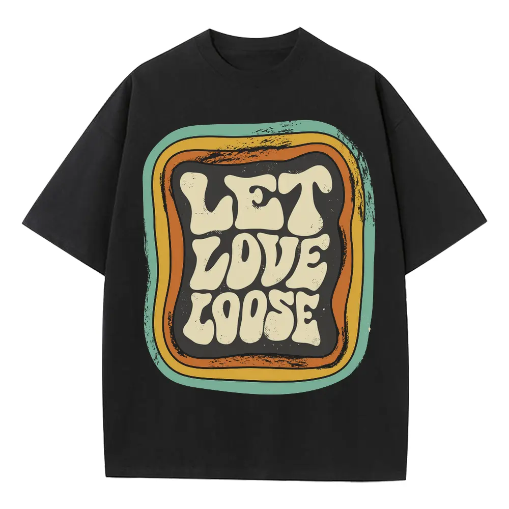 09 Lettering Let Love Loose Si Heavyweight Oversized Black Graphic Tee