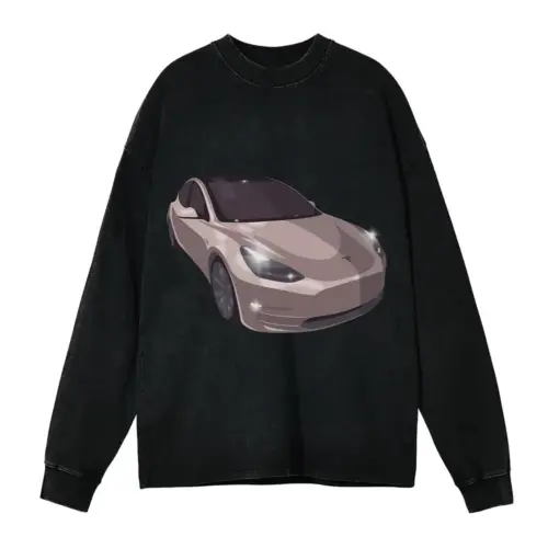 Tesla Acid Wash Oversized Long Sleeve Shirt
