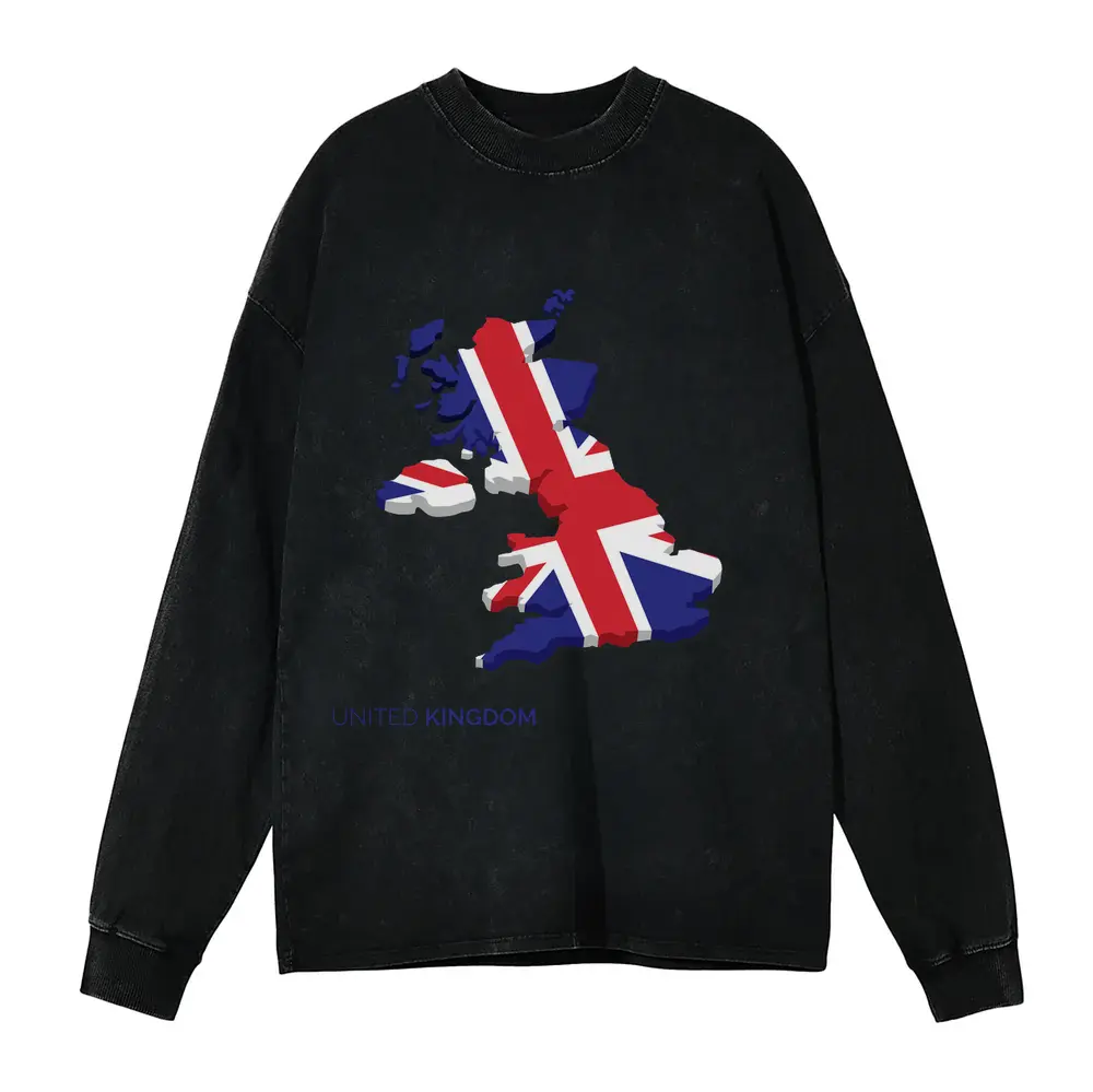 Uk A Acid Wash Oversized Long Sleeve Shirt