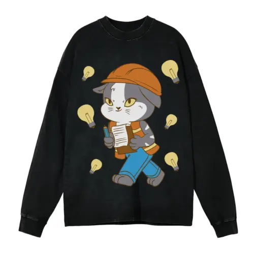 An Engineer Acid Wash Oversized Long Sleeve Shirt