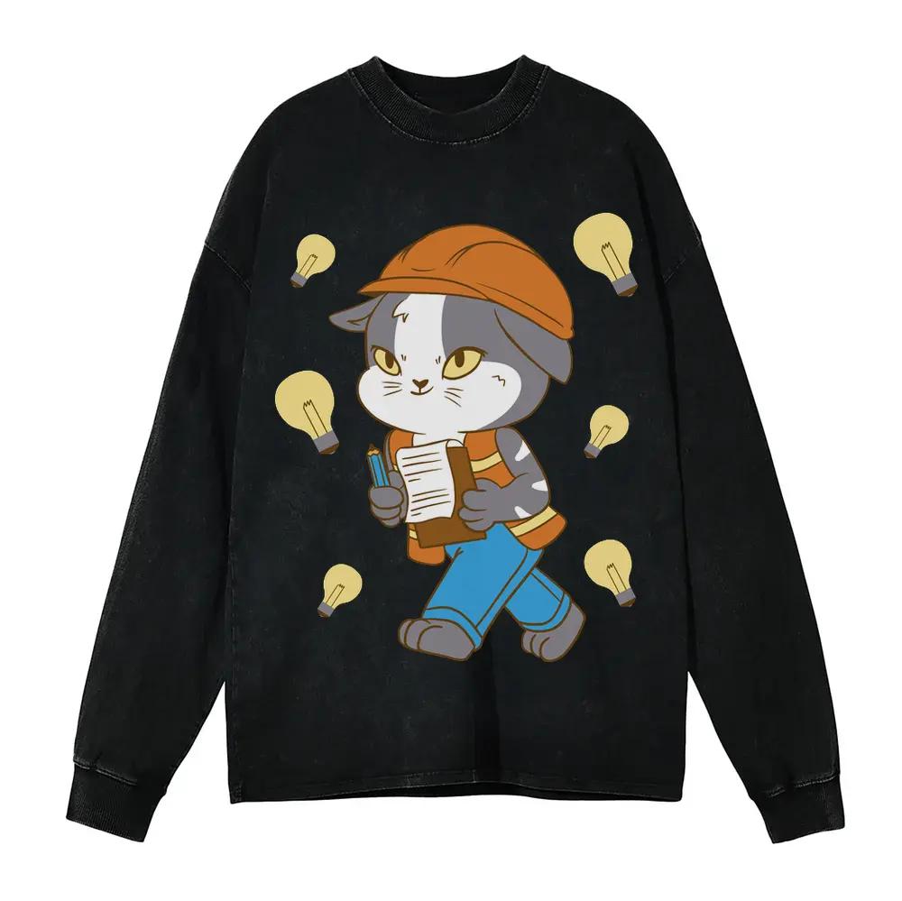 An Engineer Acid Wash Oversized Long Sleeve Shirt