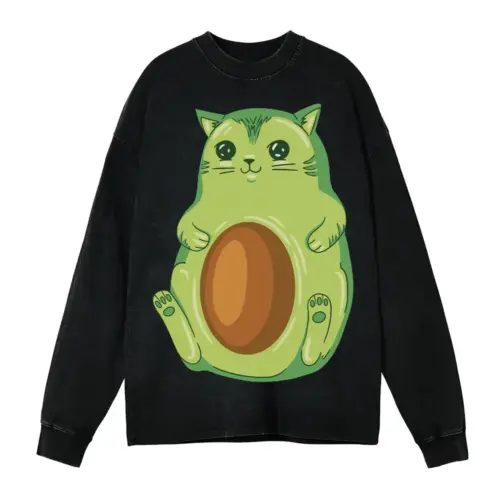 Avocadocat Acid Wash Oversized Long Sleeve Shirt