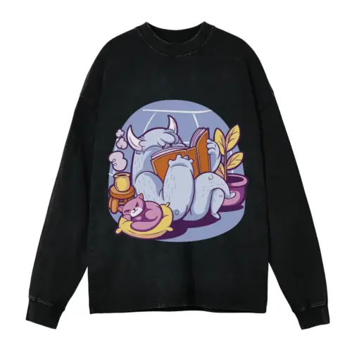 Yeti Acid Wash Oversized Long Sleeve Shirt