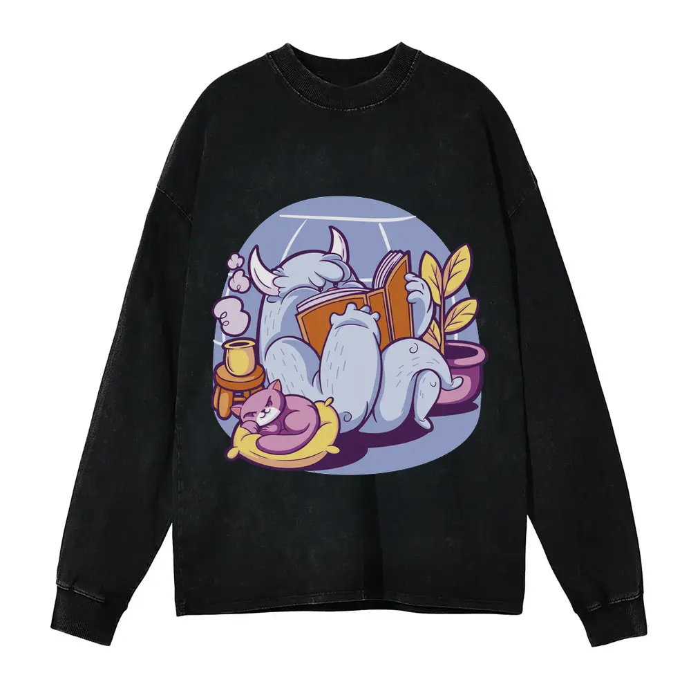 Yeti Acid Wash Oversized Long Sleeve Shirt