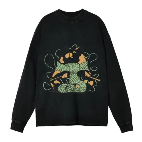 Weavecat Acid Wash Oversized Long Sleeve Shirt