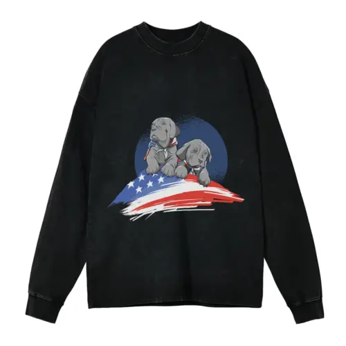 American Dogs Acid Wash Oversized Long Sleeve Shirt