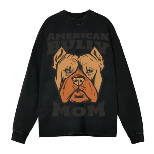 Americanbullymom Acid Wash Oversized Long Sleeve Shirt