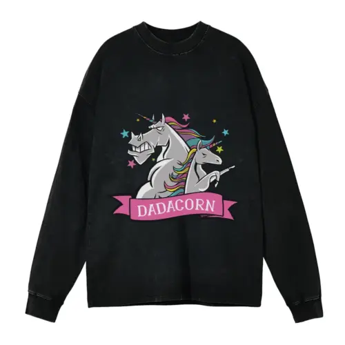 Dadcorn Acid Wash Oversized Long Sleeve Shirt