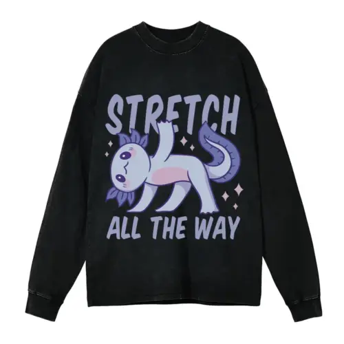 Yoga Axolotl Acid Wash Oversized Long Sleeve Shirt