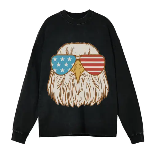 Aeagleusasunglasses Acid Wash Oversized Long Sleeve Shirt