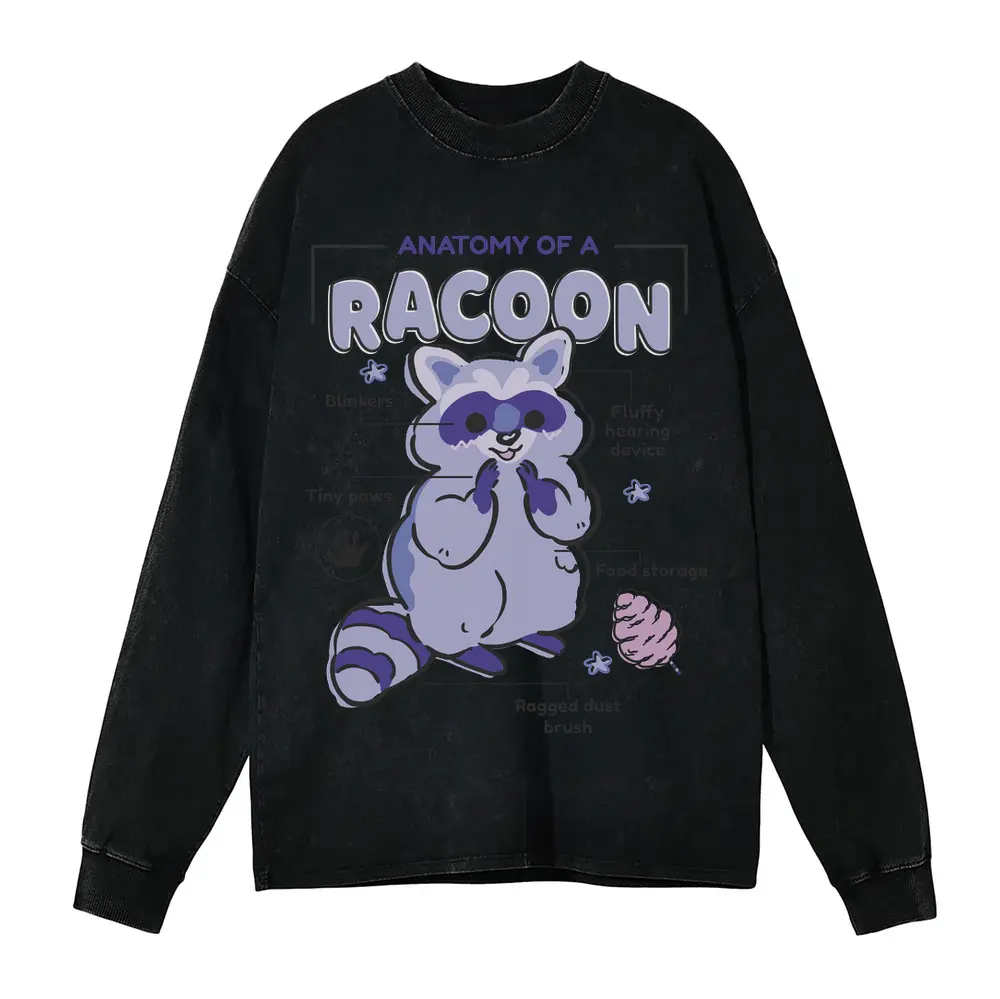 Anatomyofracoon Acid Wash Oversized Long Sleeve Shirt