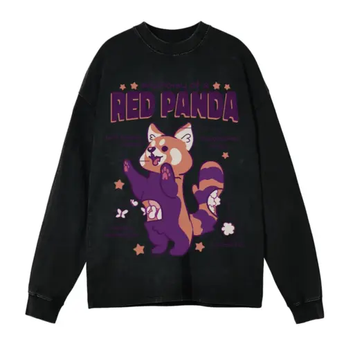 Anatomyofredpanda Acid Wash Oversized Long Sleeve Shirt