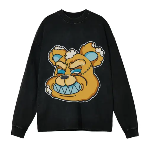 Angryteddybear Acid Wash Oversized Long Sleeve Shirt