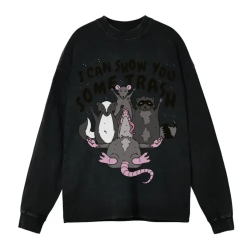 Trash Animals Acid Wash Oversized Long Sleeve Shirt