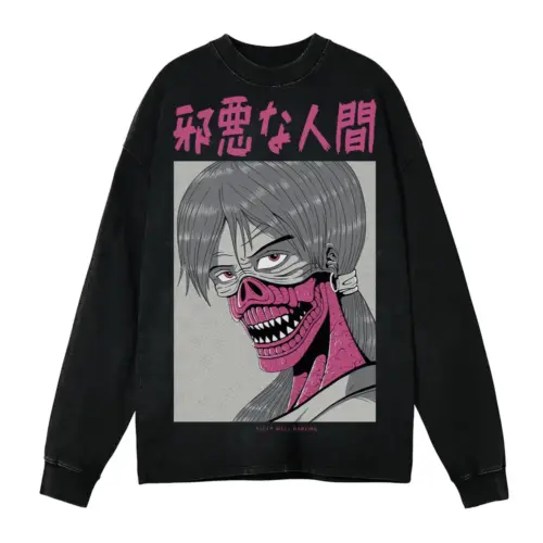 A Acid Wash Oversized Long Sleeve Shirt