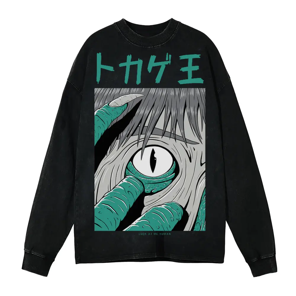 9 Acid Wash Oversized Long Sleeve Shirt