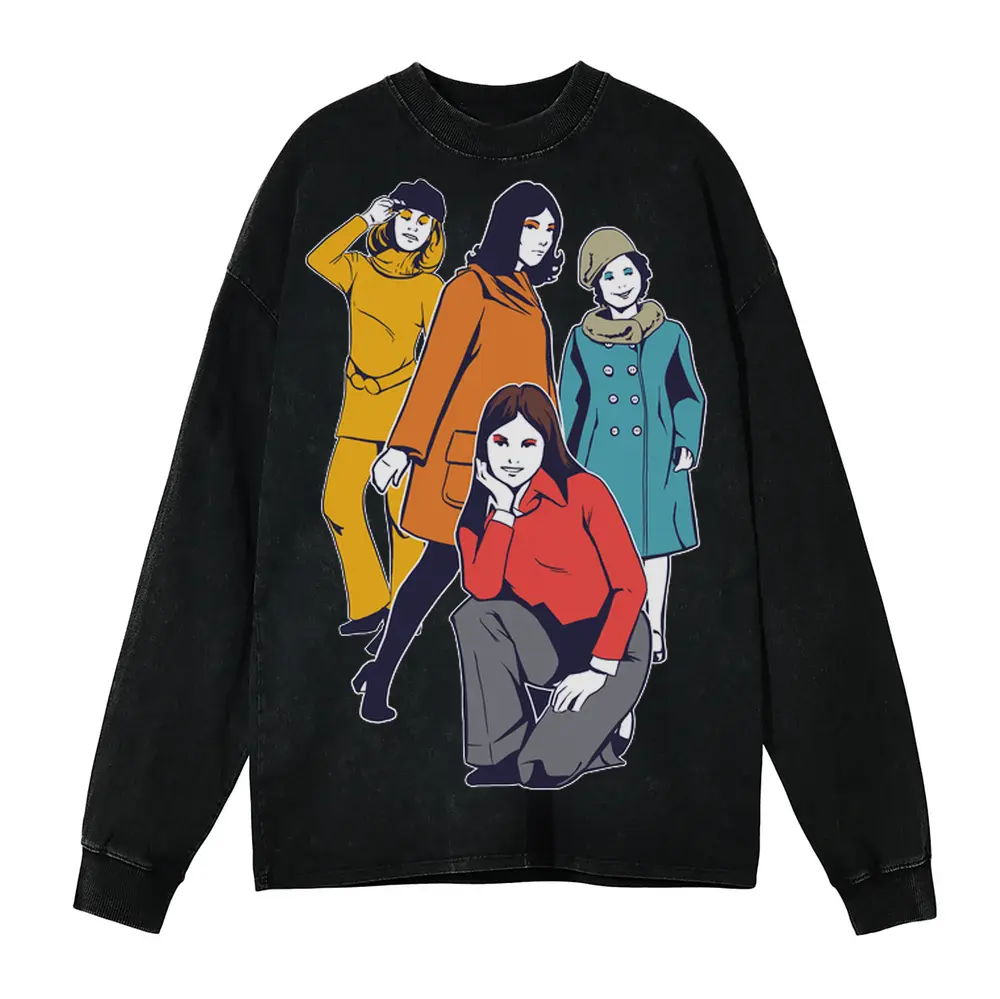 60 S Girl Acid Wash Oversized Long Sleeve Shirt