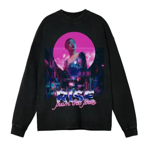 80 S Runner Acid Wash Oversized Long Sleeve Shirt