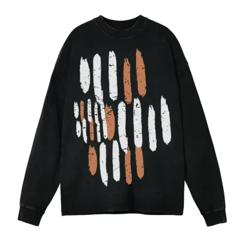 Abstract Organic B Acid Wash Oversized Long Sleeve Shirt