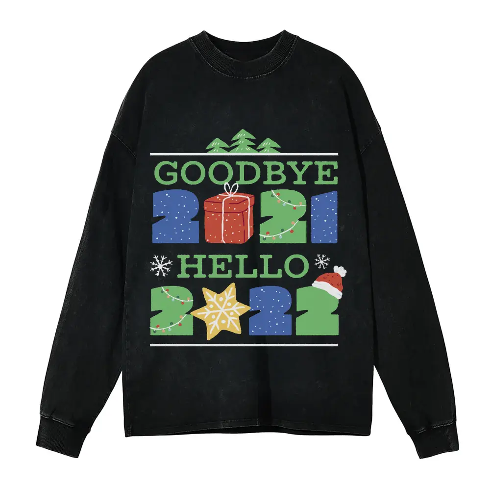 2021 Acid Wash Oversized Long Sleeve Shirt