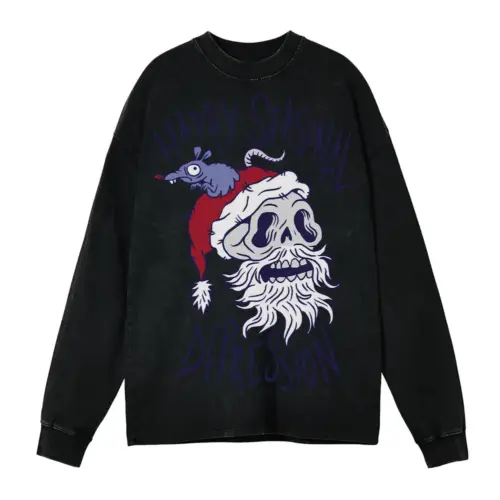 Anti New Year Acid Wash Oversized Long Sleeve Shirt