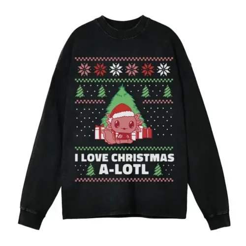 Axolotlchristmas Acid Wash Oversized Long Sleeve Shirt