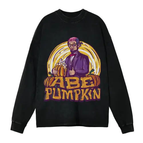 Abe Pumpkin Acid Wash Oversized Long Sleeve Shirt