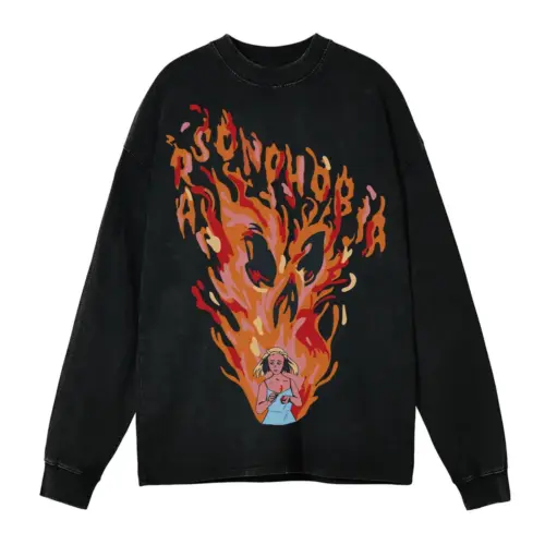 Arsonphobia Acid Wash Oversized Long Sleeve Shirt