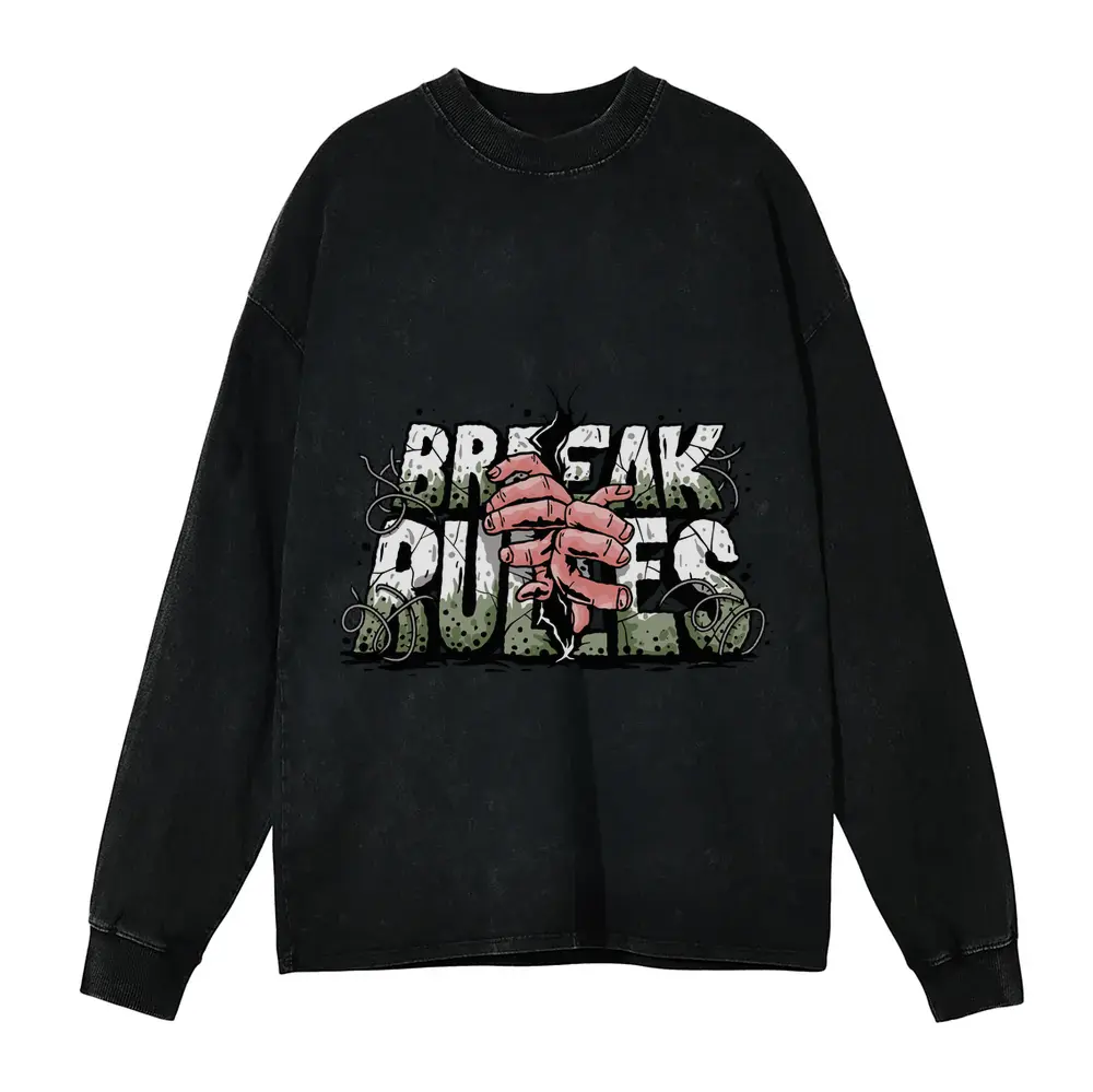 Break The Rules Acid Wash Oversized Long Sleeve Shirt