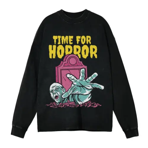 Zombie A Acid Wash Oversized Long Sleeve Shirt