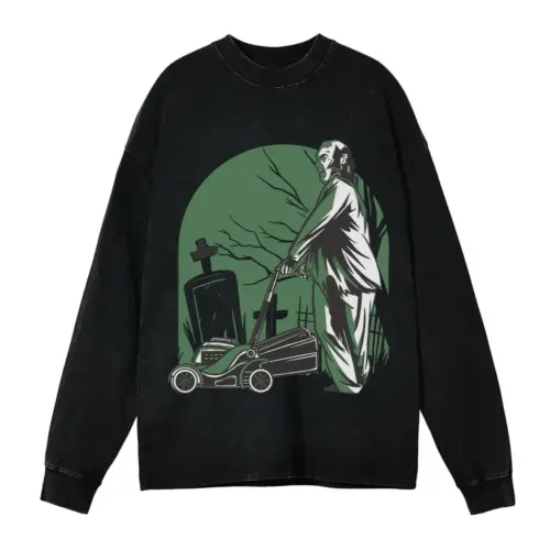 Zombie Acid Wash Oversized Long Sleeve Shirt