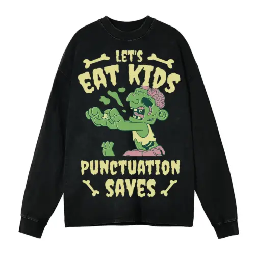 Zombieeatkids Acid Wash Oversized Long Sleeve Shirt