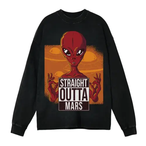 Alien 08 Hq Acid Wash Oversized Long Sleeve Shirt