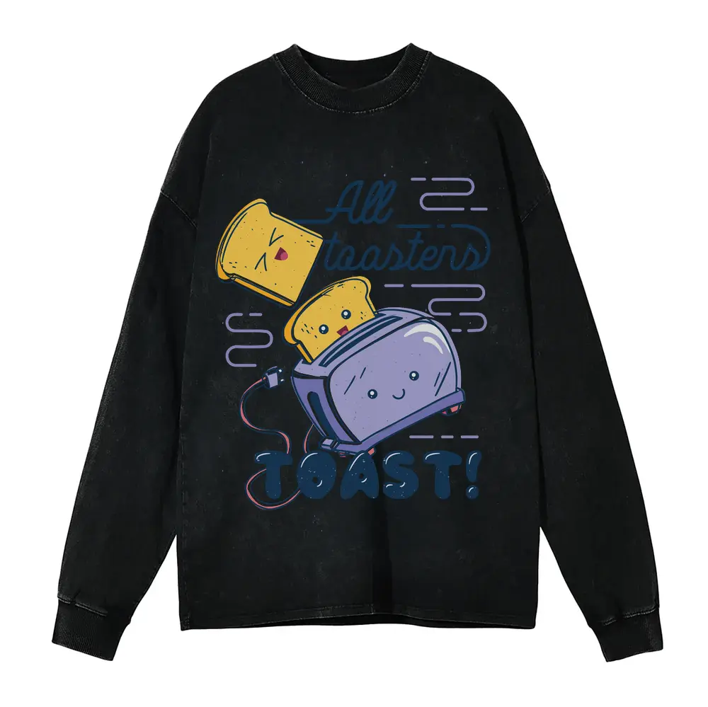 All Toasters Toast Acid Wash Oversized Long Sleeve Shirt