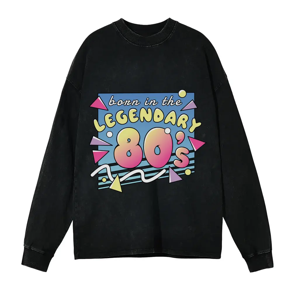 80 S Acid Wash Oversized Long Sleeve Shirt