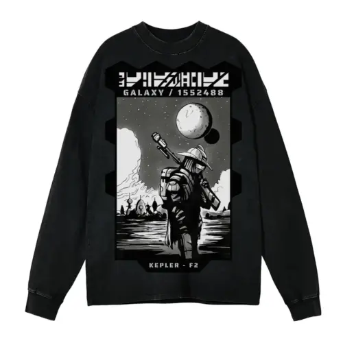 Astronauts D Acid Wash Oversized Long Sleeve Shirt