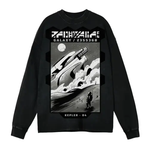 Astronauts F Acid Wash Oversized Long Sleeve Shirt