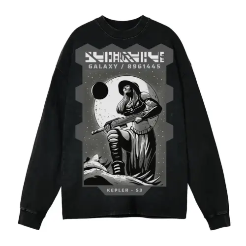 Astronauts B Acid Wash Oversized Long Sleeve Shirt