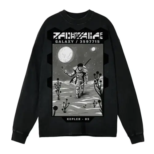 Astronauts J Acid Wash Oversized Long Sleeve Shirt