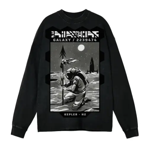 Astronauts E Acid Wash Oversized Long Sleeve Shirt