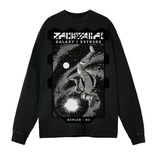 Astronauts H Acid Wash Oversized Long Sleeve Shirt