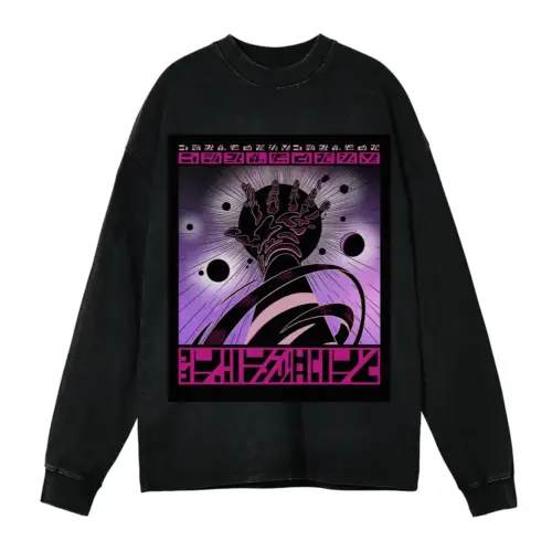 Beings Hands B Acid Wash Oversized Long Sleeve Shirt