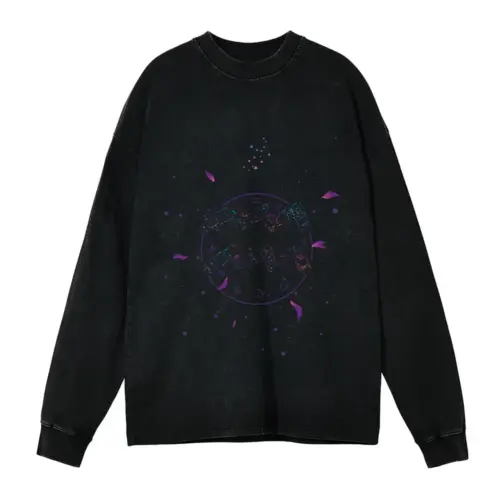 Zodiac Aqarius Acid Wash Oversized Long Sleeve Shirt