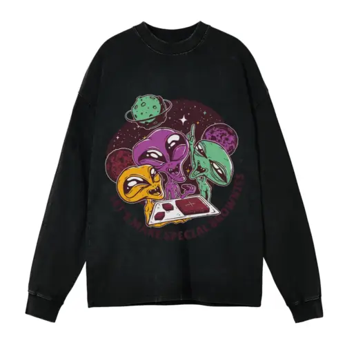 Aiens And Brownies Acid Wash Oversized Long Sleeve Shirt
