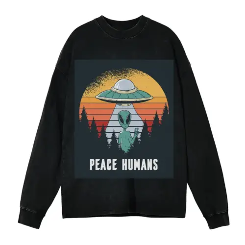Alien Acid Wash Oversized Long Sleeve Shirt